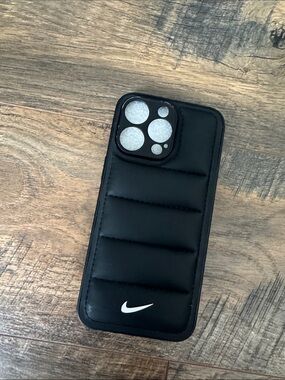 Nike Black Quilted Phone Case with Camera Cover